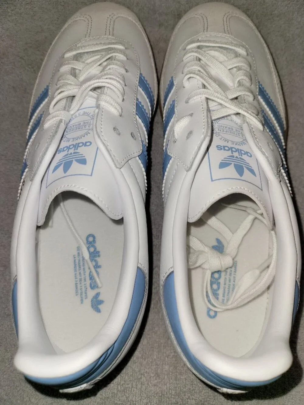 Adidas Samba OG Big Kid's Size 7 White Ash Blue Tan Gum Sneakers JQ2832 (#2329)